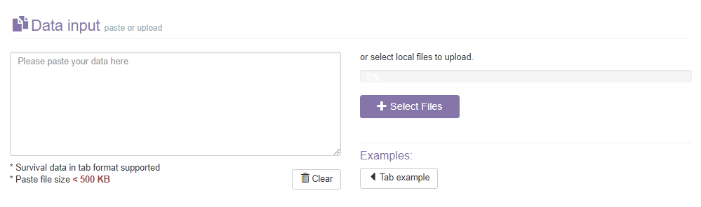 The data input section